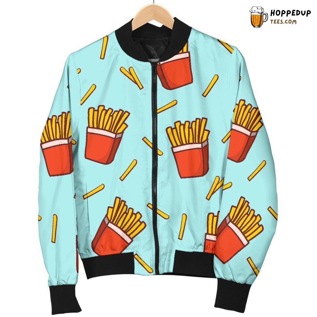 Crispy Delicious French Fries Men’s Bomber Jacket Unique Pattern Display Art