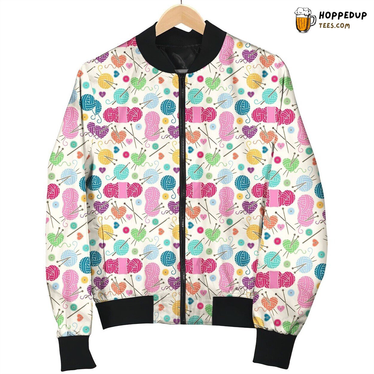 Crochet Bright Color Bomber Jacket