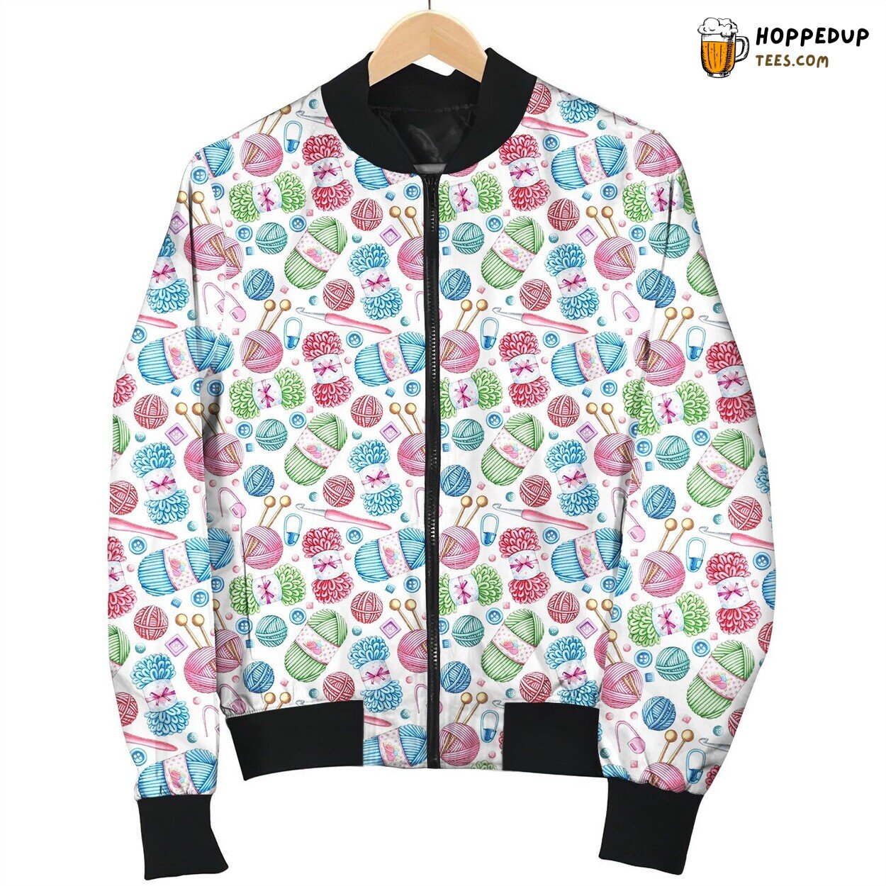 Crochet Pink Yarn Bomber Jacket