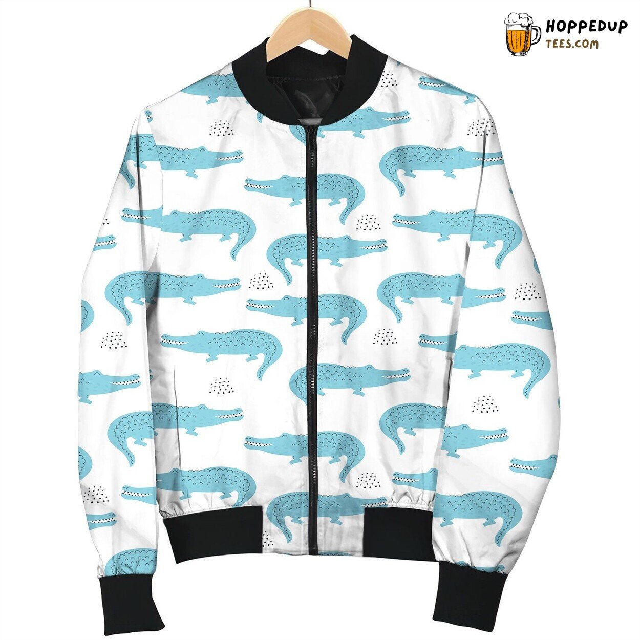 Crocodile Blue Pattern Bomber Jacket