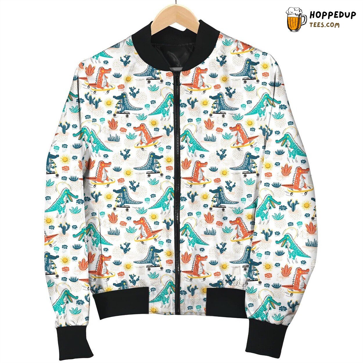 Crocodile Cute Colorful Skateboard Bomber Jacket