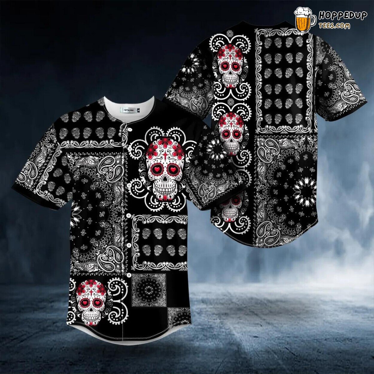 Cross Doodle Sugar Design Skull Tailored Unique Baseball Jersey
