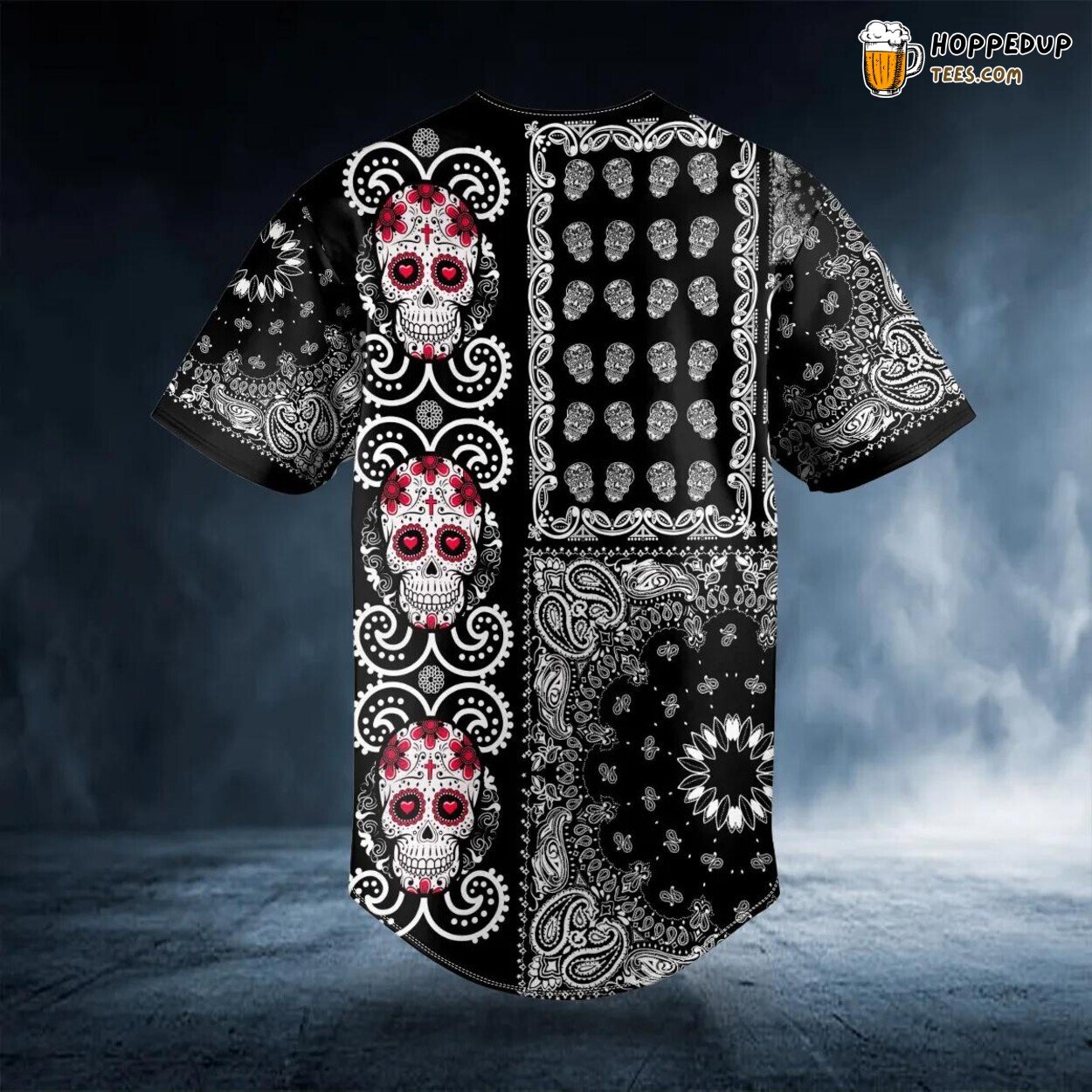 Cross Doodle Sugar Skull Baseball Jersey Viking Graphic Tees 3D Print Design