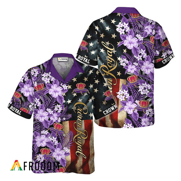 Crown Royal American Flag Tropical Flower Hawaiian Shirt HU