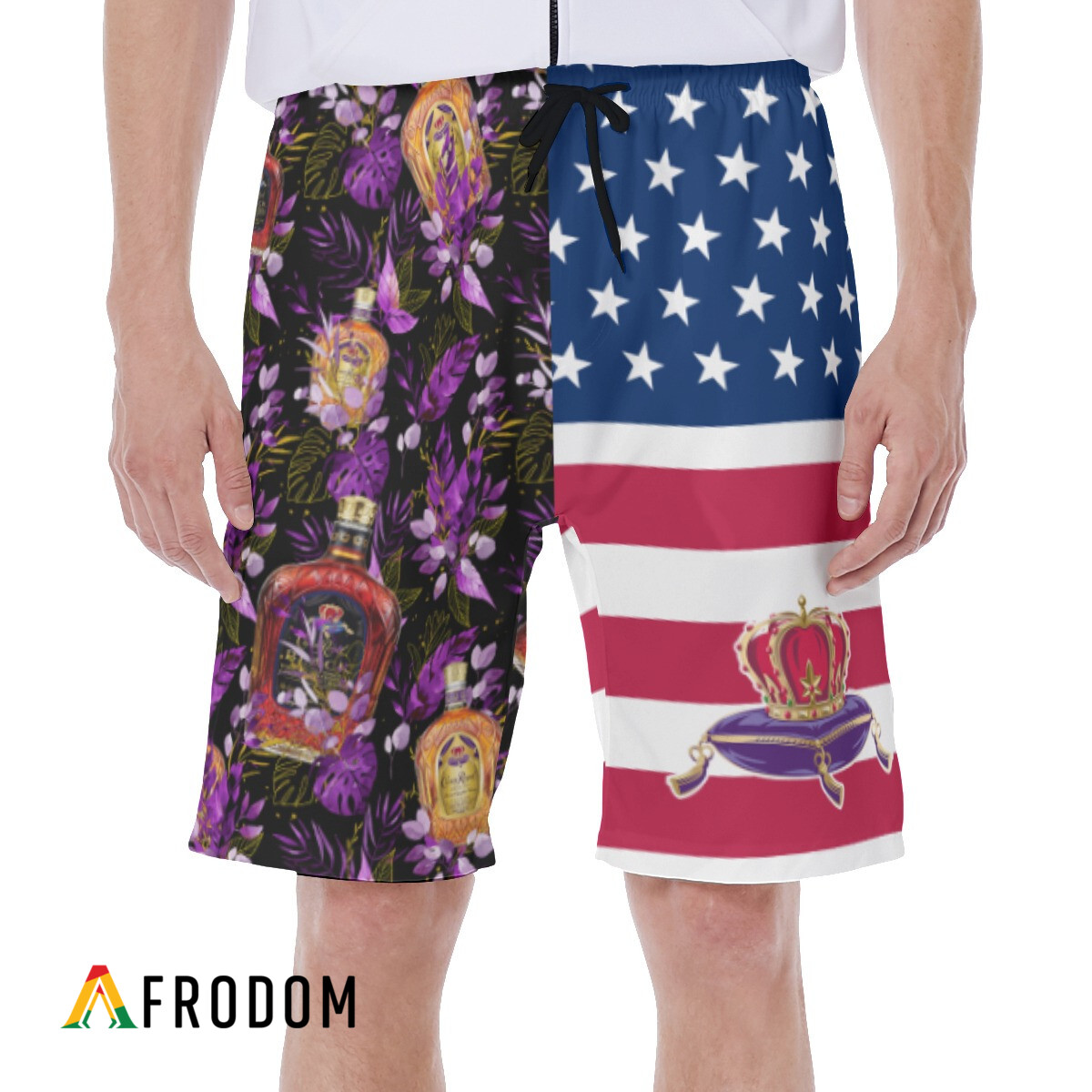 Crown Royal Flower American Flag Hawaiian Shorts HU