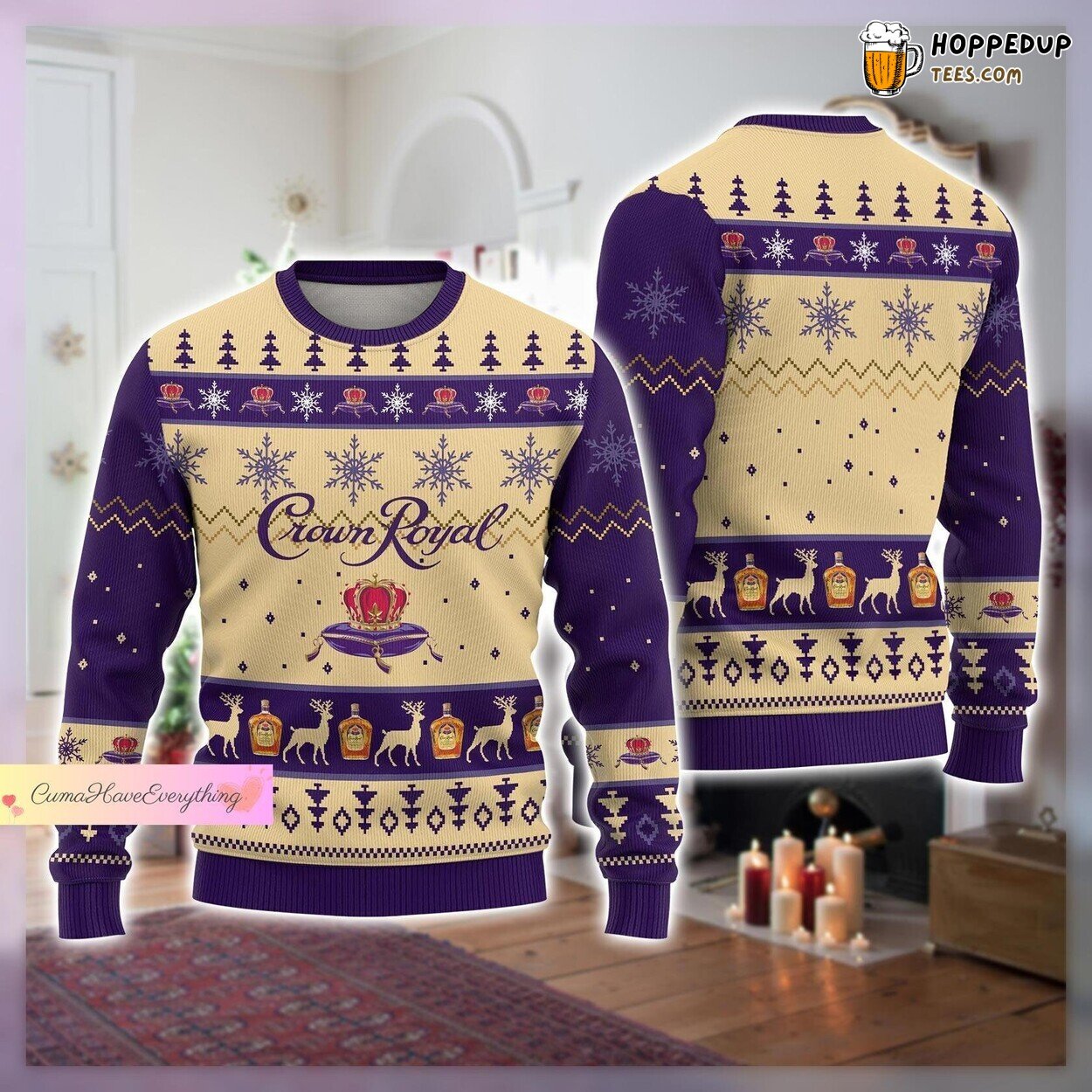 Crown Royal Knitted Ugly Christmas Sweater Festive Whiskey Design