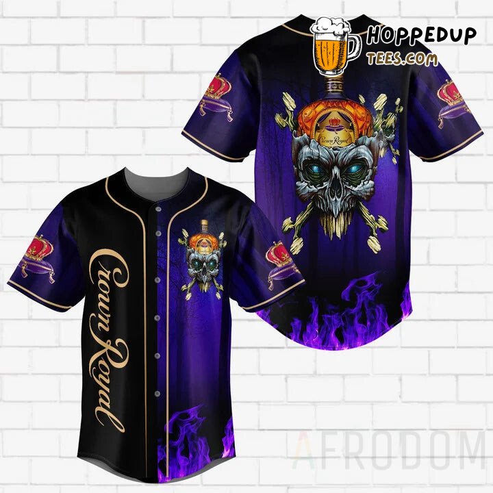 Crown Royal Motif Skull Baseball Jersey Distinctive Design Theme