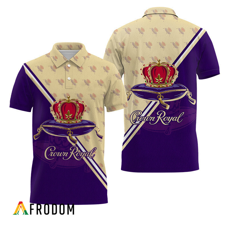 Crown Royal Purple And Beige Diagonal Polo Shirt HU