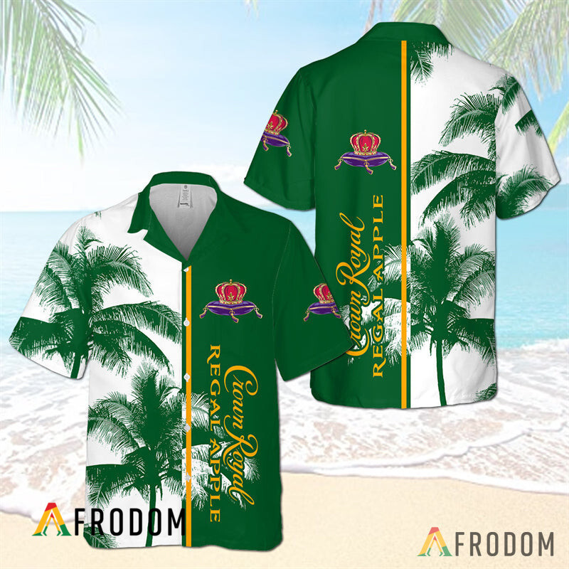 Crown Royal Regal Apple Tropical Coconut Trees Hawaiian Shirt HU