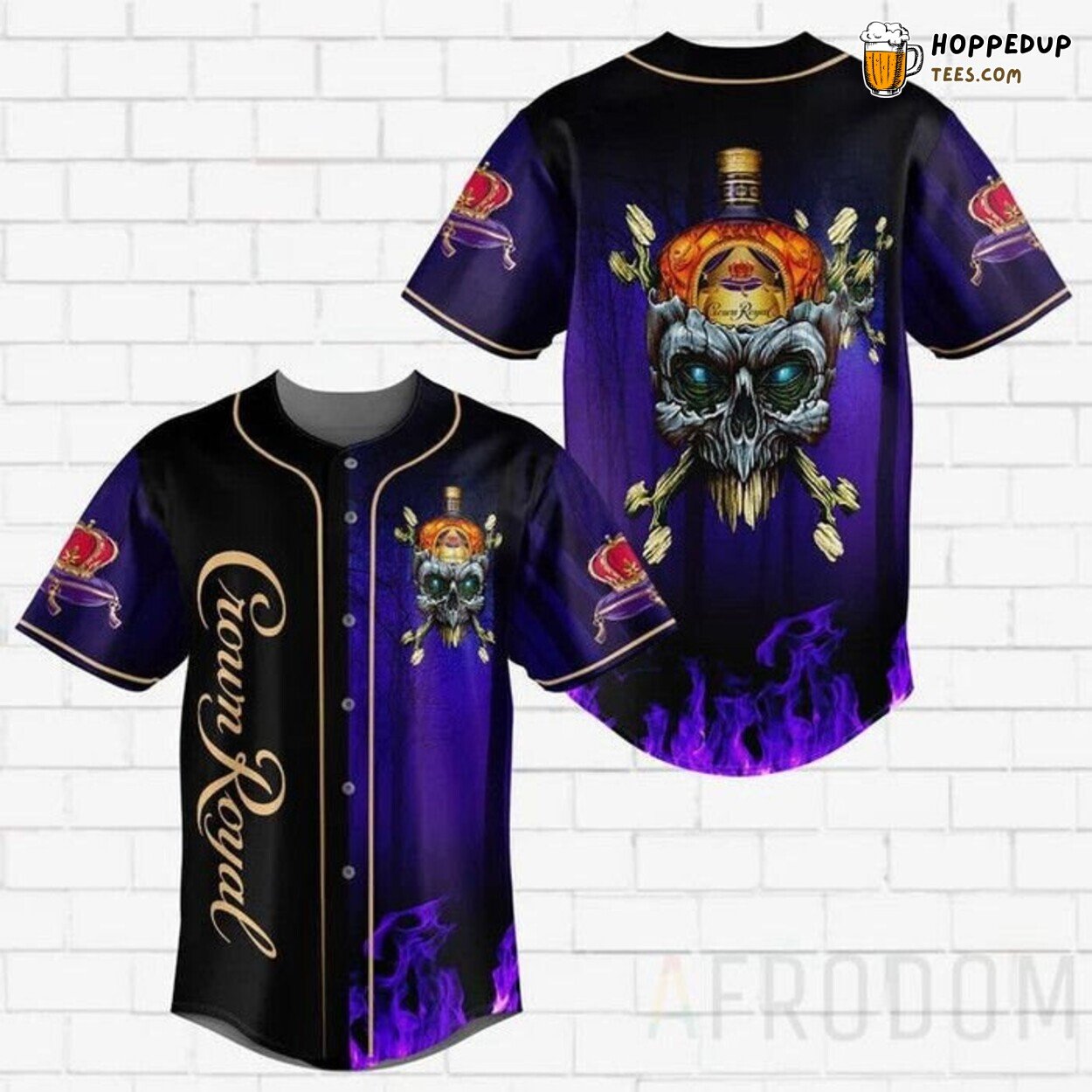 Crown Royal Skull Branded Baseball Jersey Royal Distillery Fashion