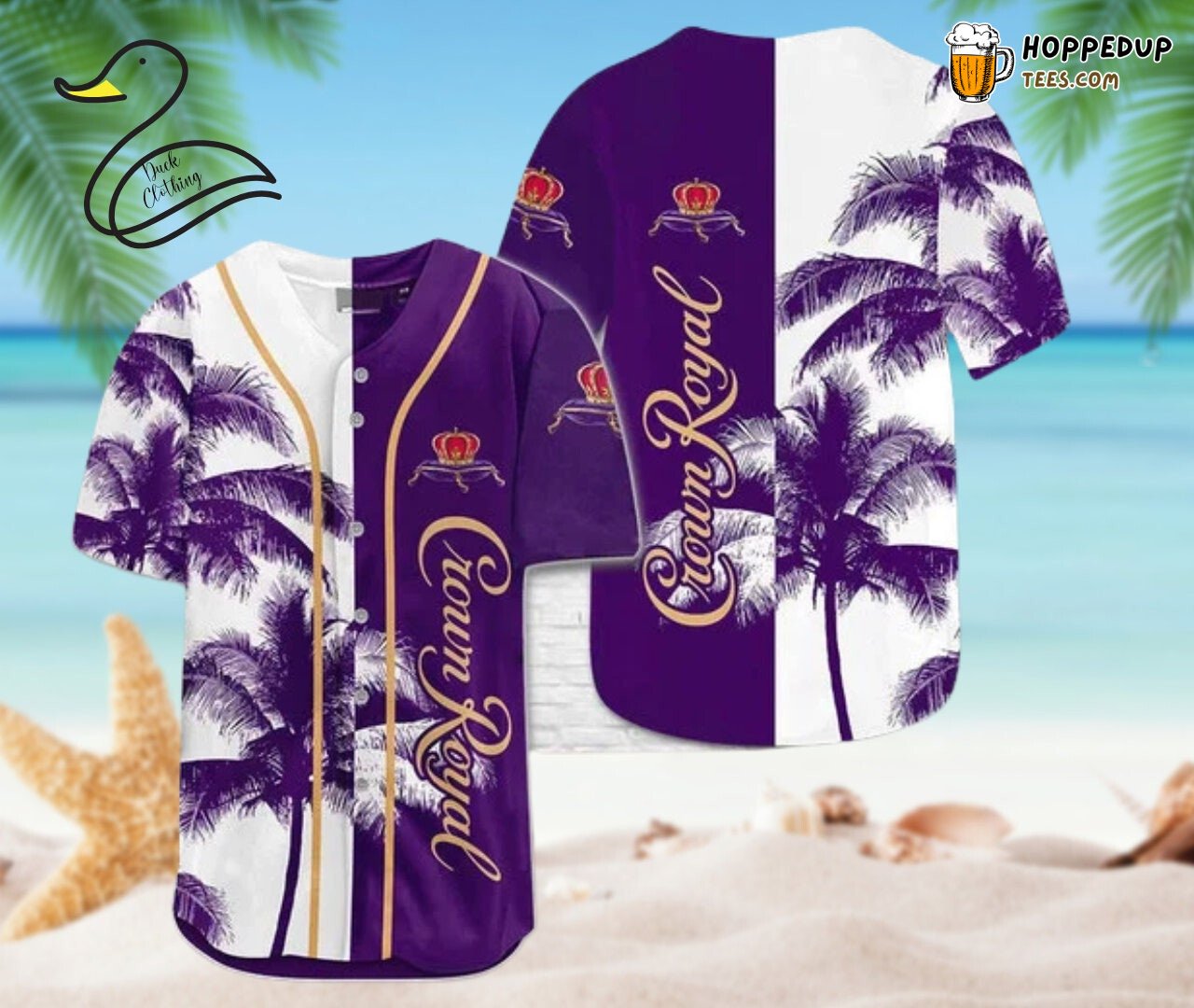 Crown Royal Tropical Coconut Trees Baseball Jersey Hawaii Holiday Shirt