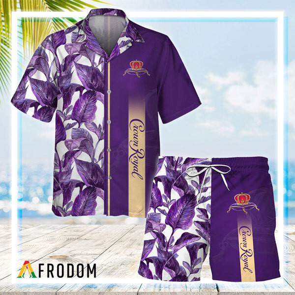 Crown Royal Tropical Leaf Hawaiian Shirt And Shorts Set HU