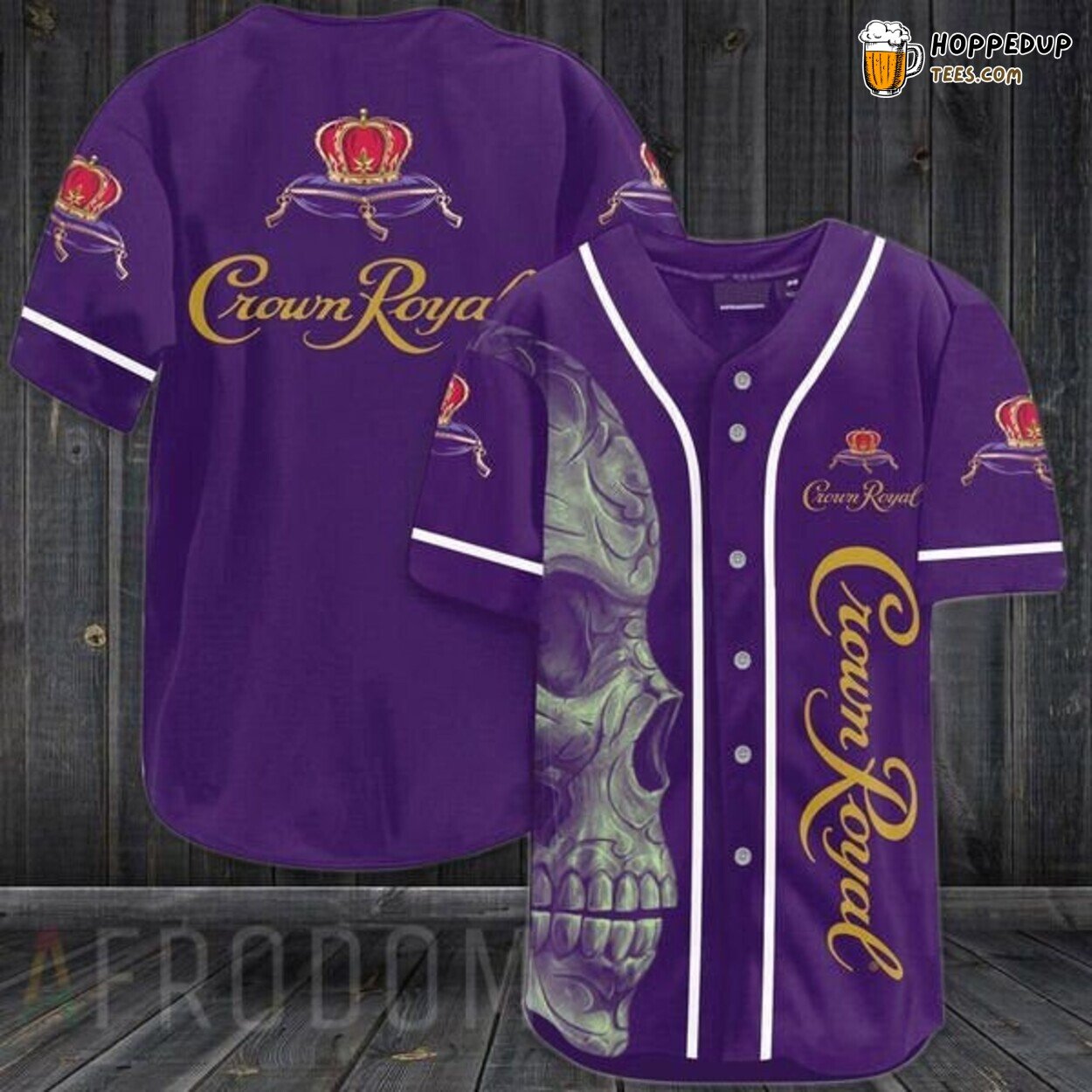Crown Royal Vintage Purple Skull Baseball Jersey Whiskey Royalty