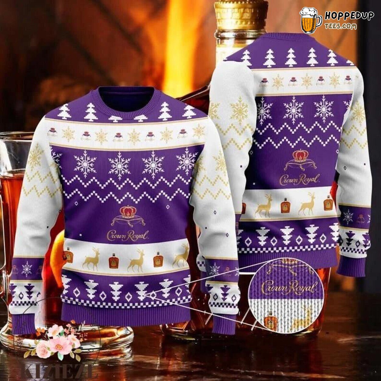 Crown Royal Whiskey Themed Christmas Sweater Men Ugly Xmas Design
