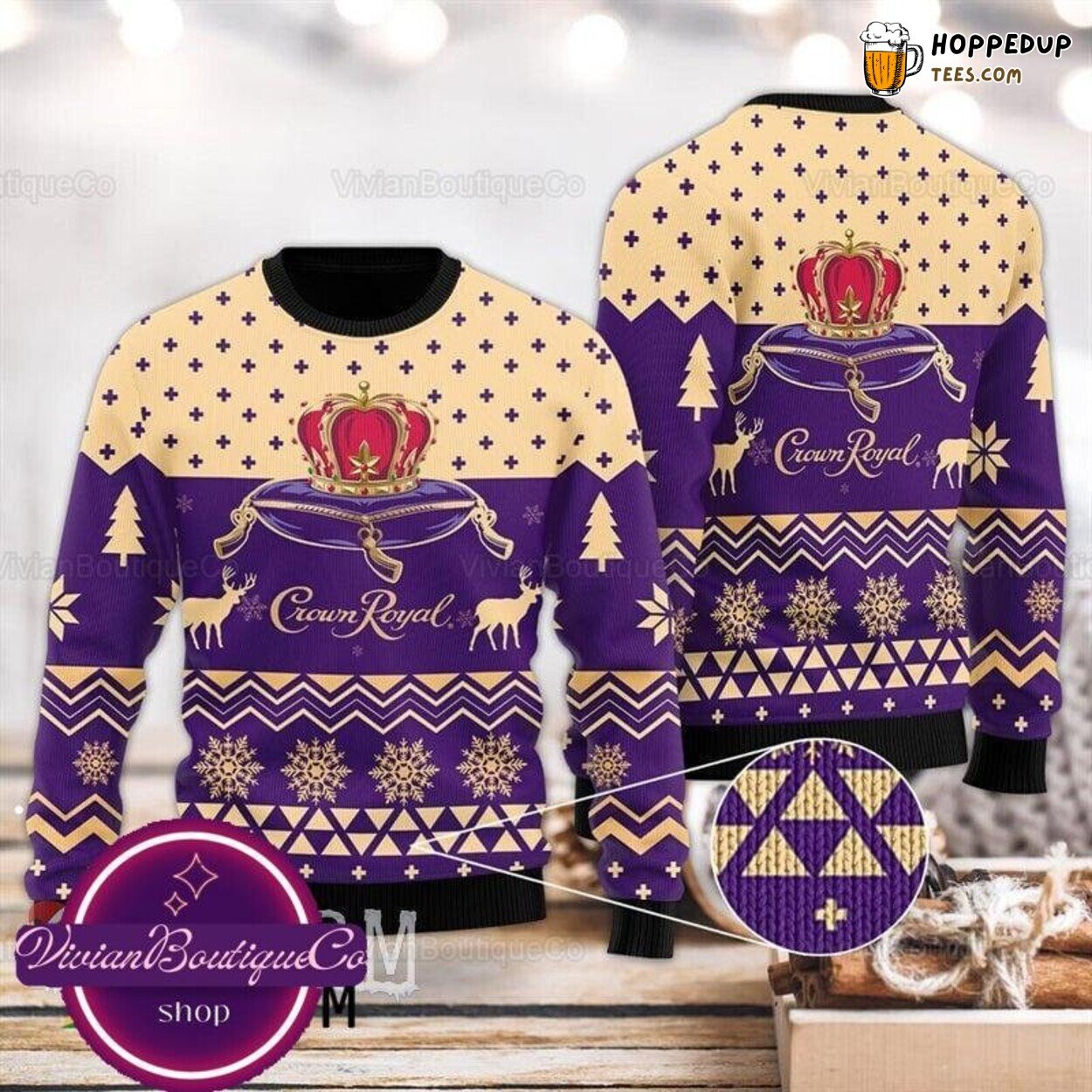 Crown Royal Whiskey Themed Xmas Ugly Sweater Unique Festive Gift Idea