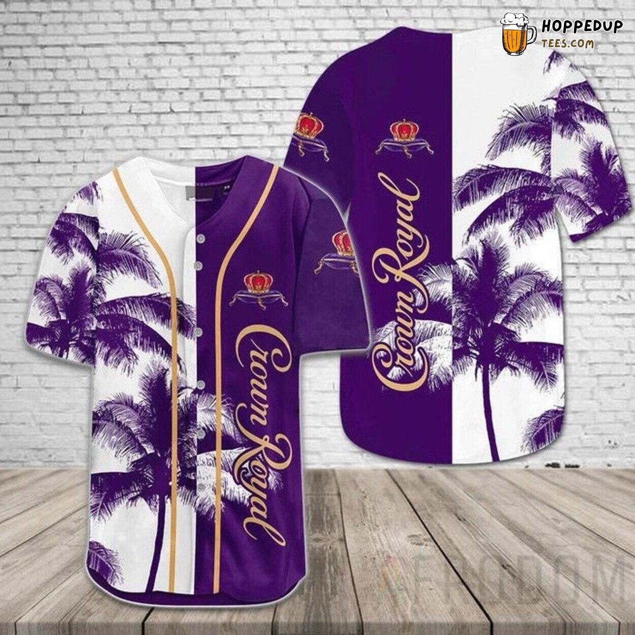 Crown Royal Whiskey Tropical Coconut Trees Baseball Jersey