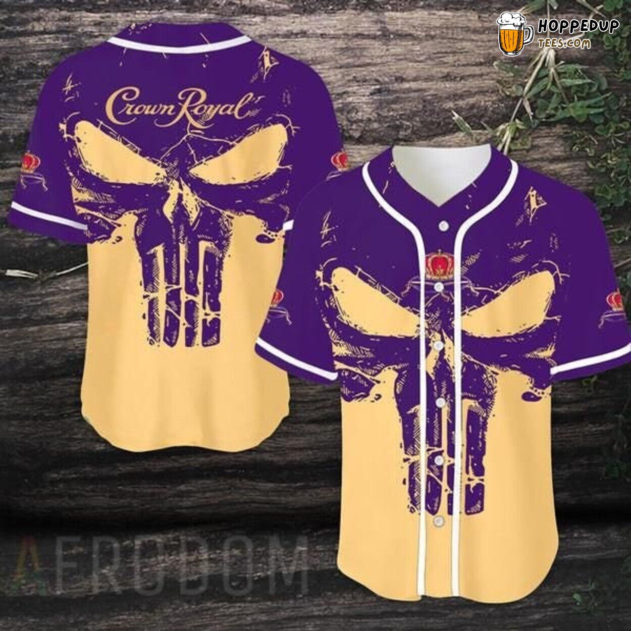 Crown Royal Whisky Retro Skull Collector Baseball Jersey Distilled
