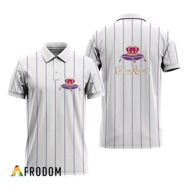Crown Royal White Stripe Pattern Polo Shirt HU