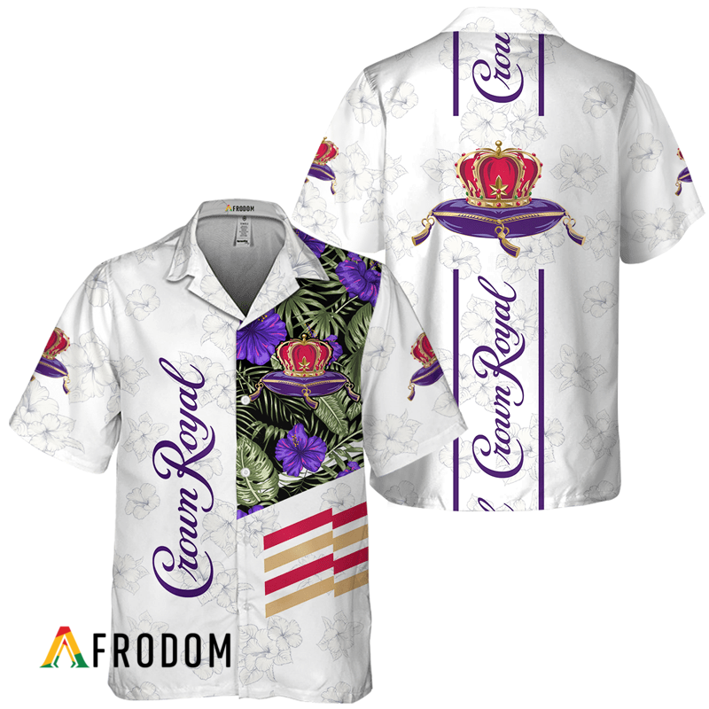 Crown Royal White Tropical Flower Hawaiian Shirt HU