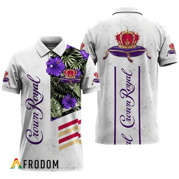 Crown Royal White Tropical Flower Polo Shirt HU