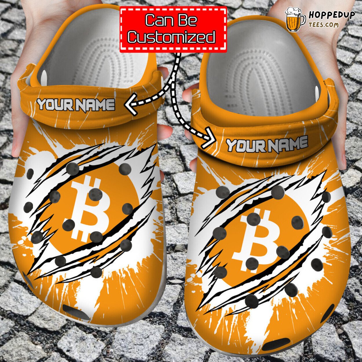 Crypto Btc Coin Ripped Through Personalized Comfortable Clog Shoes