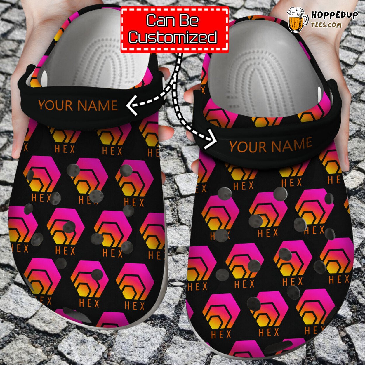 Crypto Personalized Hex Pattern Clog Shoes Unique Digital Currency Theme