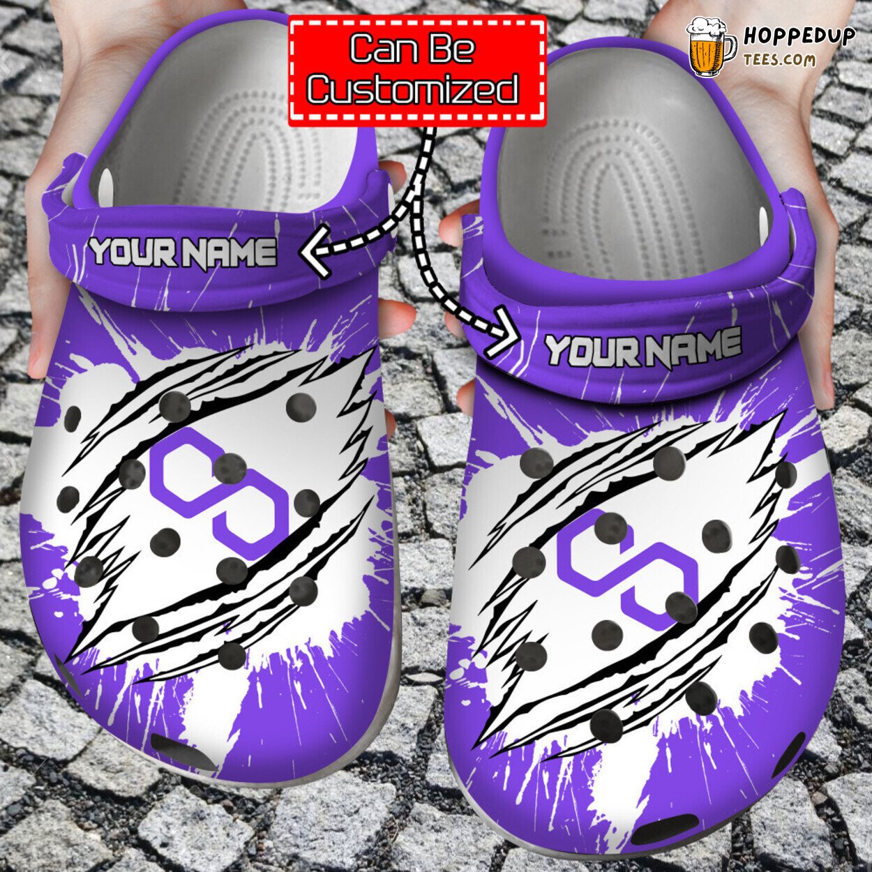 Crypto Personalized Matic Coin Ripped Through Themed Clog Shoes Design