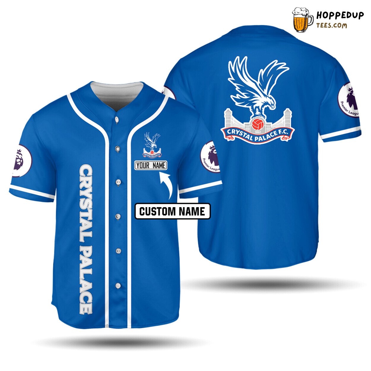 Crystal Palace FC Custom Name Blue Baseball Jersey Unisex Shirt
