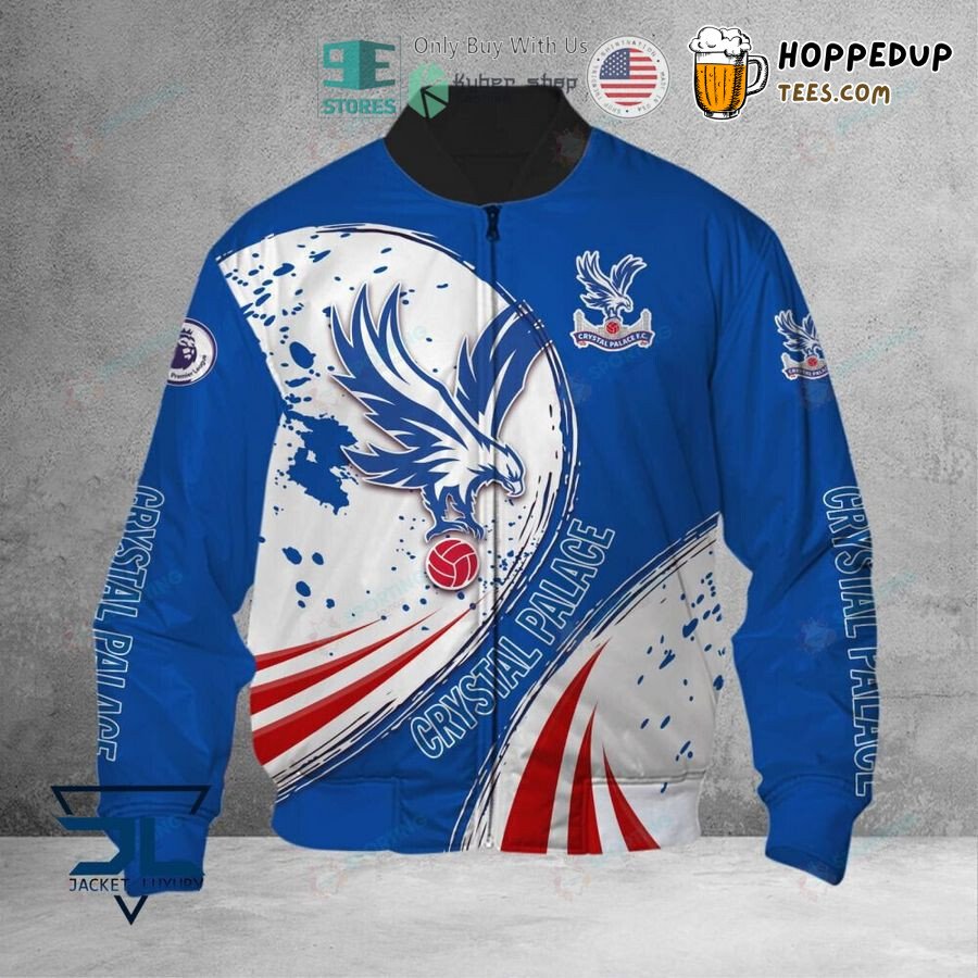 Crystal Palace FC Signature White Blue Logo Bomber Jacket Style