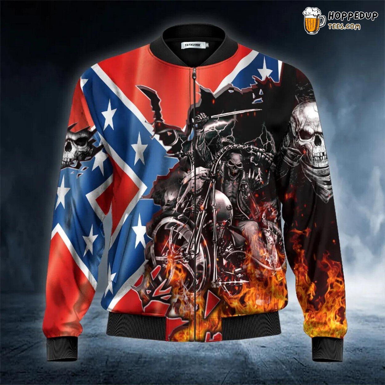 CSA Flag Skull Motorcyclist Unique Bomber Jacket 3D Graphic Viking Tees