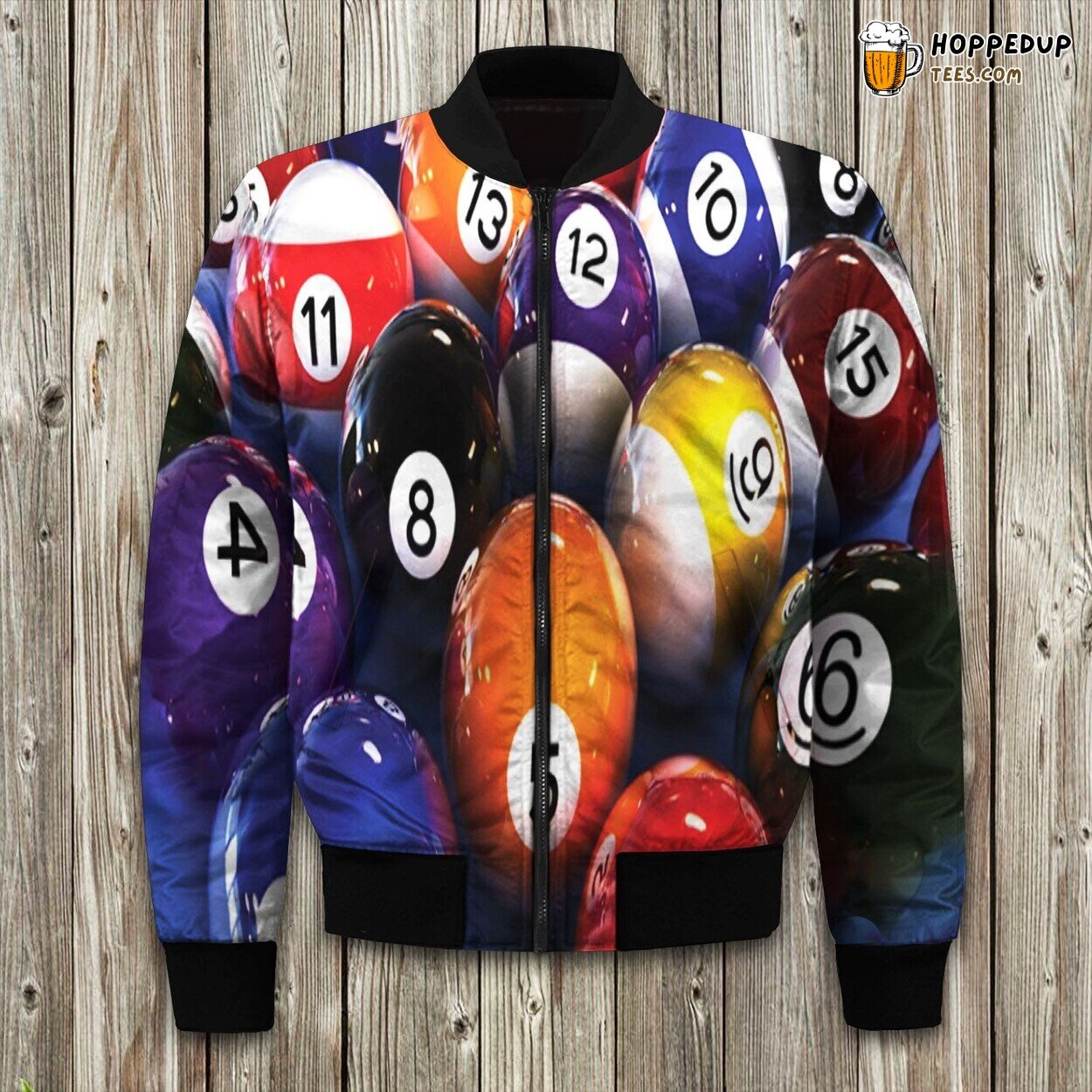 Cue Sport Elegance Billiard Print Winter Bomber Jacket Game Room Fashion