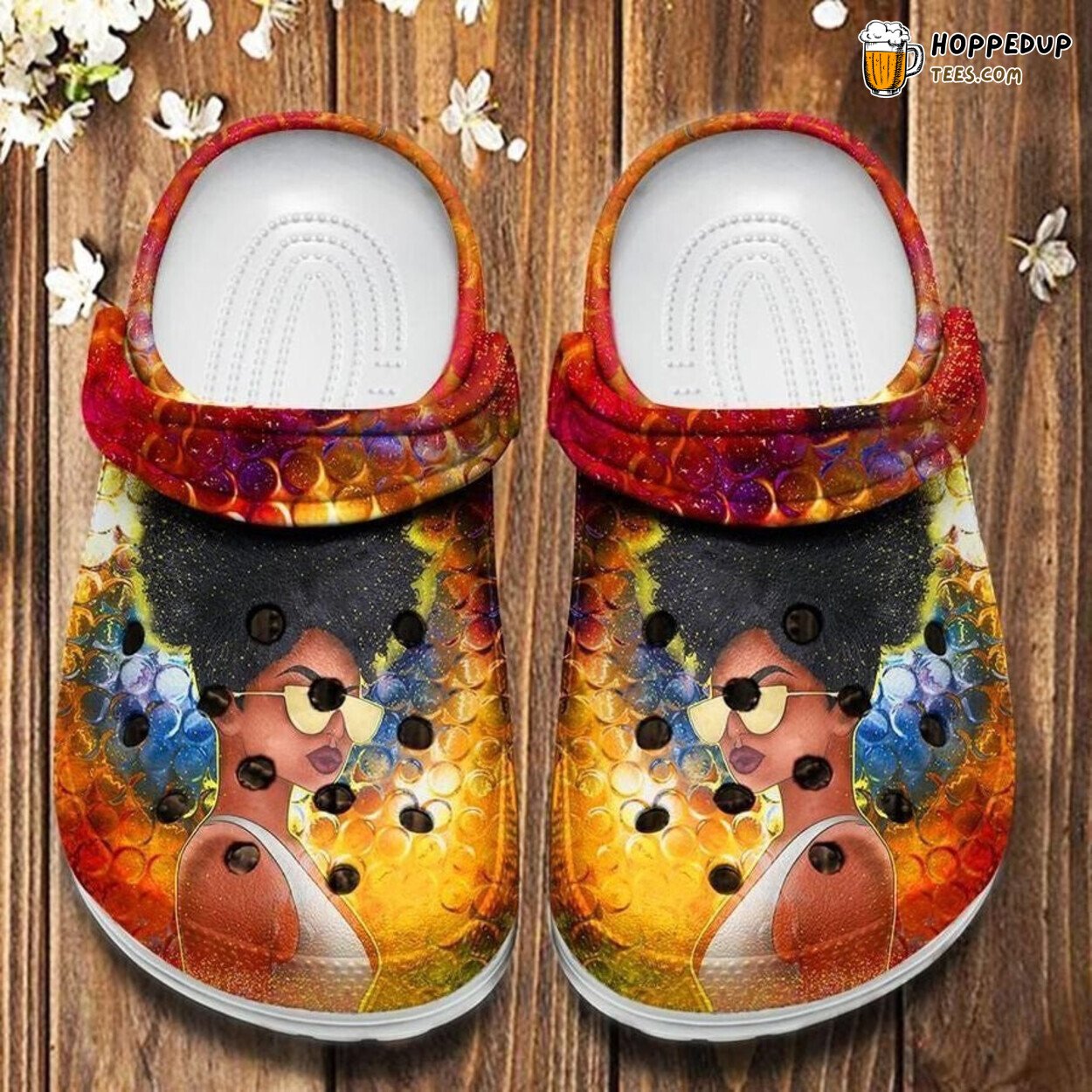 Curly Hair Girl Cool Yellow Glasses Stylish Comfy Clog Shoes Unique Gift