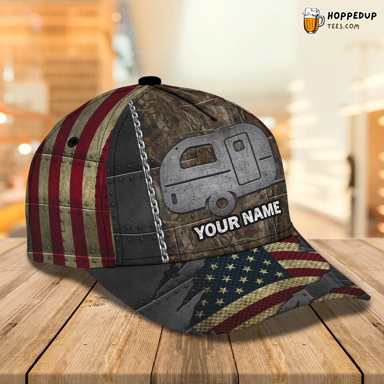 Custom 3D Camping Caravan Baseball Cap Camp Design Unique Hat