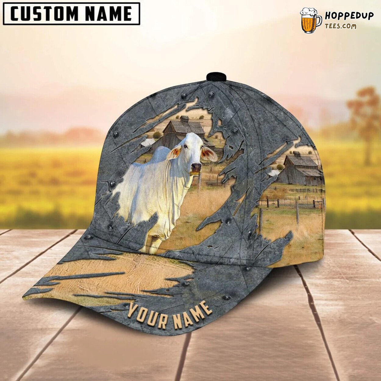 Custom 3D White Brahman Cap Baseball Hat Farmer Gift Ideal Farm Wear Unique