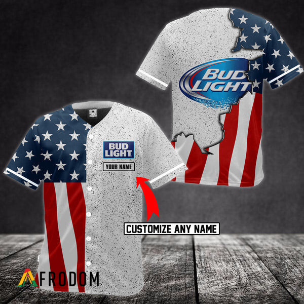 Custom American Flag Bud Light Baseball Jersey HU