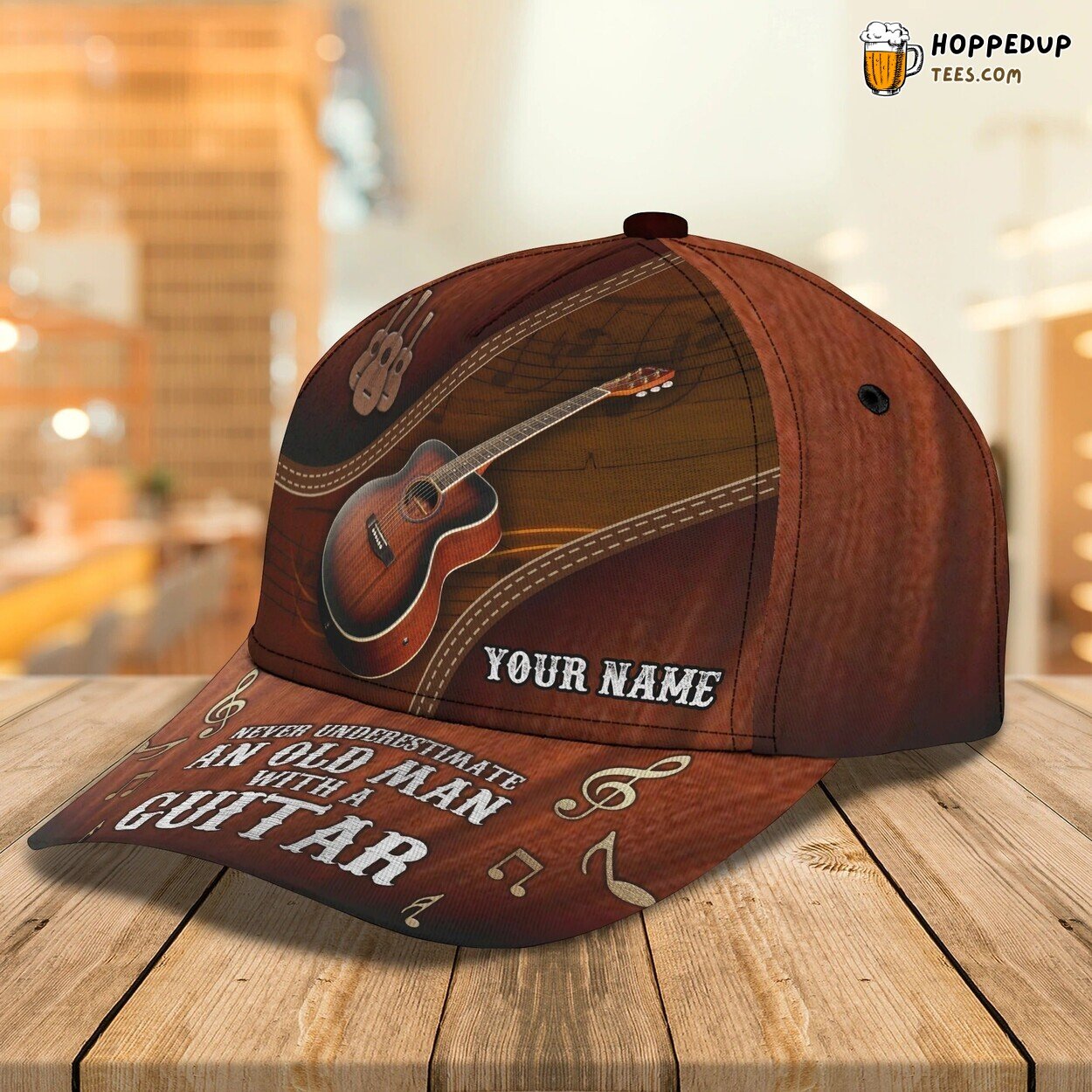Custom Baseball 3D Cap Guitar Man Never Underestimate Old Guitarist Unique Hat