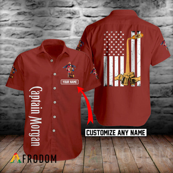 Custom Basic Printed Captain Morgan Hawaii Button Shirt HU