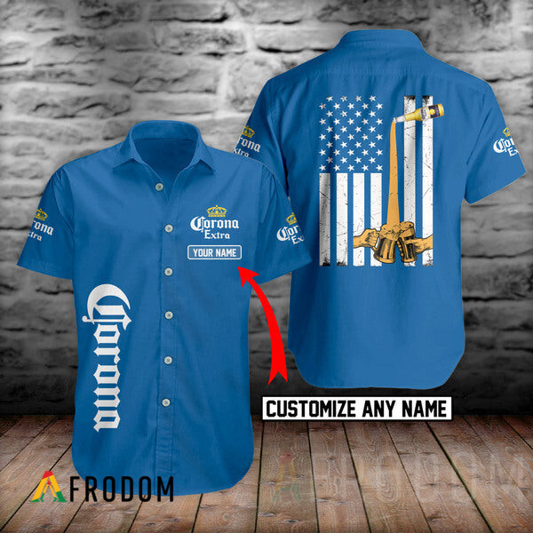 Custom Basic Printed Corona Extra Hawaii Button Shirt HU