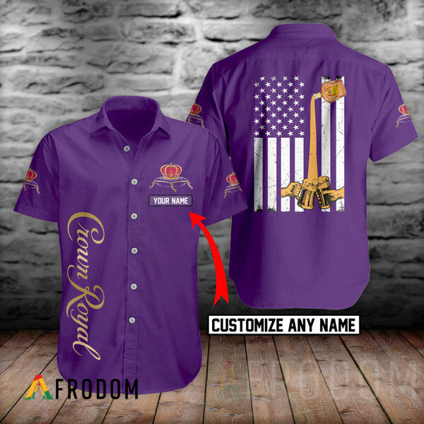 Custom Basic Printed Crown Royal Hawaii Button Shirt HU