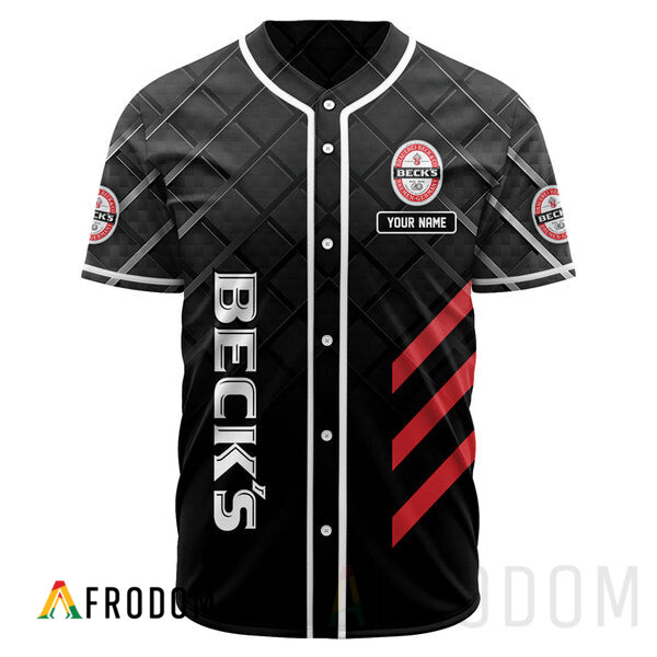Custom Black Beck’S Beer Baseball Jersey HU