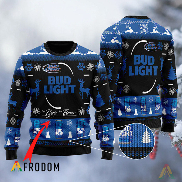Custom Black Bud Light Ugly Sweater HU