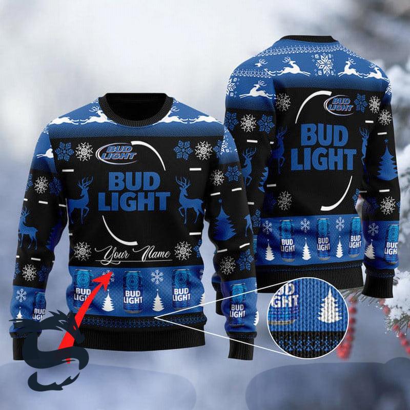 Custom Black Bud Light Ugly Sweater HU
