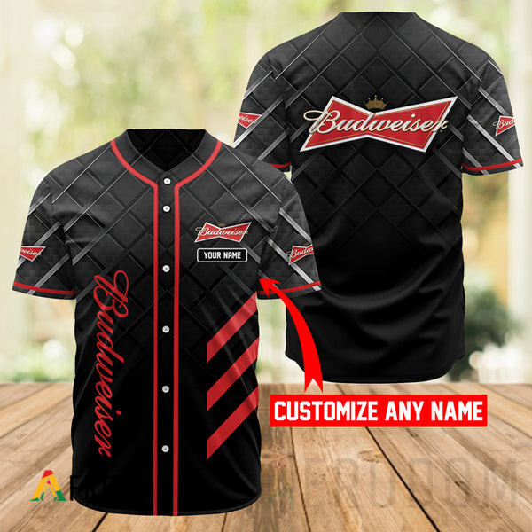 Custom Black Budweiser Beer Baseball Jersey HU