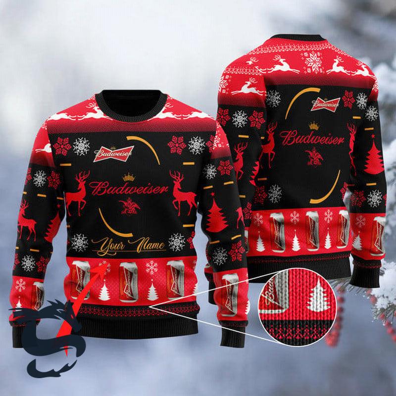 Custom Black Budweiser Ugly Sweater HU