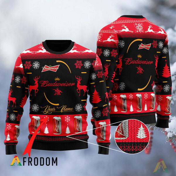 Custom Black Budweiser Ugly Sweater HU