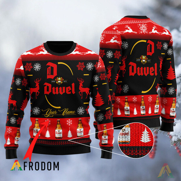 Custom Black Duvel Beer Ugly Sweater HU