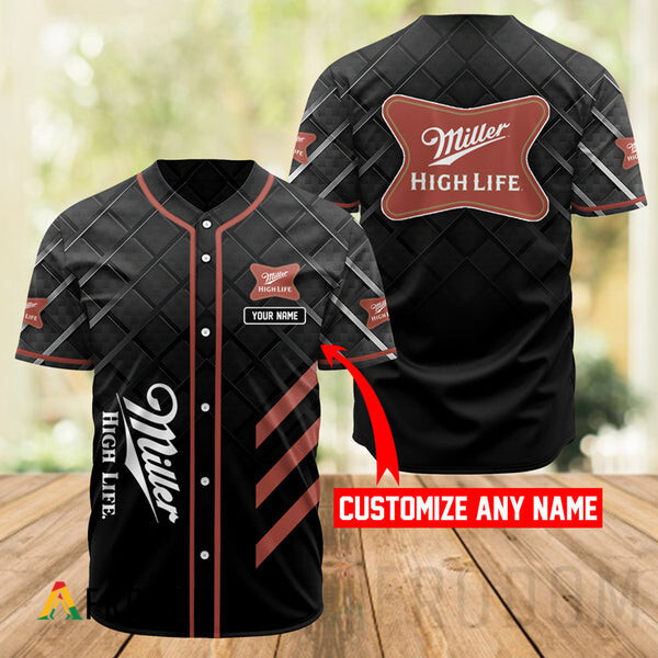 Custom Black Miller High Life Baseball Jersey HU