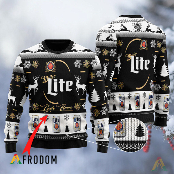 Custom Black Miller Lite Ugly Sweater HU