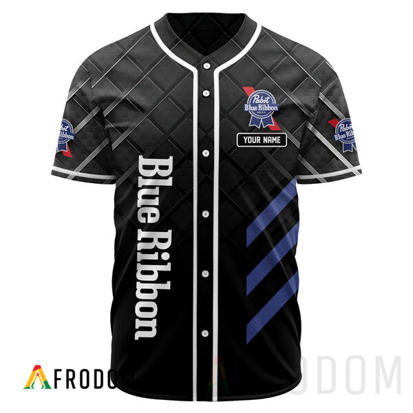 Custom Black Pabst Blue Ribbon Baseball Jersey HU