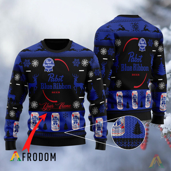 Custom Black Pabst Blue Ribbon Ugly Sweater HU